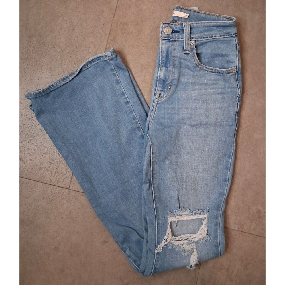 Levis 726 Flare Wide Leg Jeans Womens Size 25 Cowgirl Rodeo Western Distressed - Picture 2 of 11